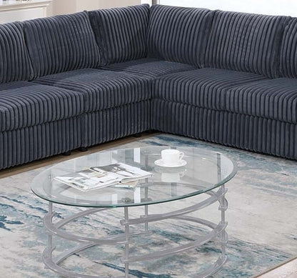 Elegant 4-Pc Sectional Set Dark Gray One Arm Loveseat Corner Wedge Armless Chair Corduroy Upholstered L-Shaped Plush Couch