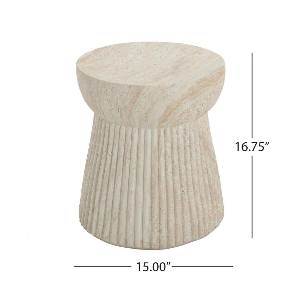 Porto Outdoor Club Chair And Concrete Travertine Side Table, Teak+Beige Outdoor Chairs