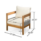 Porto Outdoor Club Chair And Concrete Travertine Side Table, Teak+Beige Outdoor Chairs