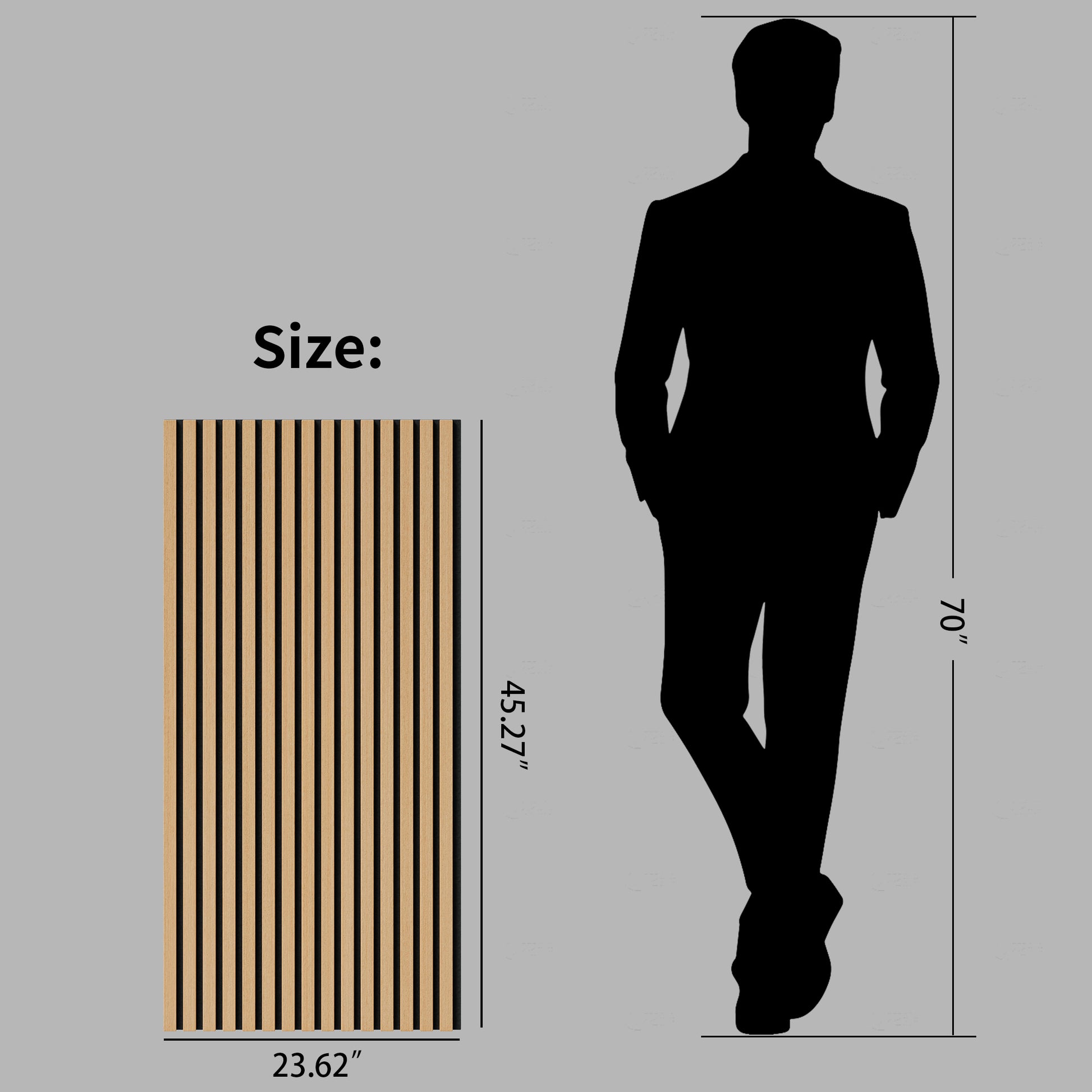 Wood Panels for Wall Slat Wall Panels, 2PC Wood Slat Acoustic Panels for Wall and Ceiling - 3D Fluted Sound Absorbing Panel with Three Sides Fully Wrapped on Wood Finish -45.27''X23.62''(White Oak)