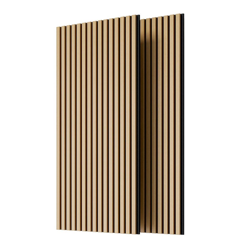 Wood Panels for Wall Slat Wall Panels, 2PC Wood Slat Acoustic Panels for Wall and Ceiling - 3D Fluted Sound Absorbing Panel with Three Sides Fully Wrapped on Wood Finish -45.27''X23.62''(White Oak)