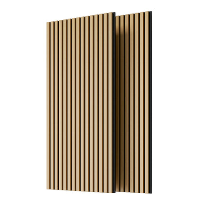 Wood Panels for Wall Slat Wall Panels, 2PC Wood Slat Acoustic Panels for Wall and Ceiling - 3D Fluted Sound Absorbing Panel with Three Sides Fully Wrapped on Wood Finish -45.27''X23.62''(White Oak)