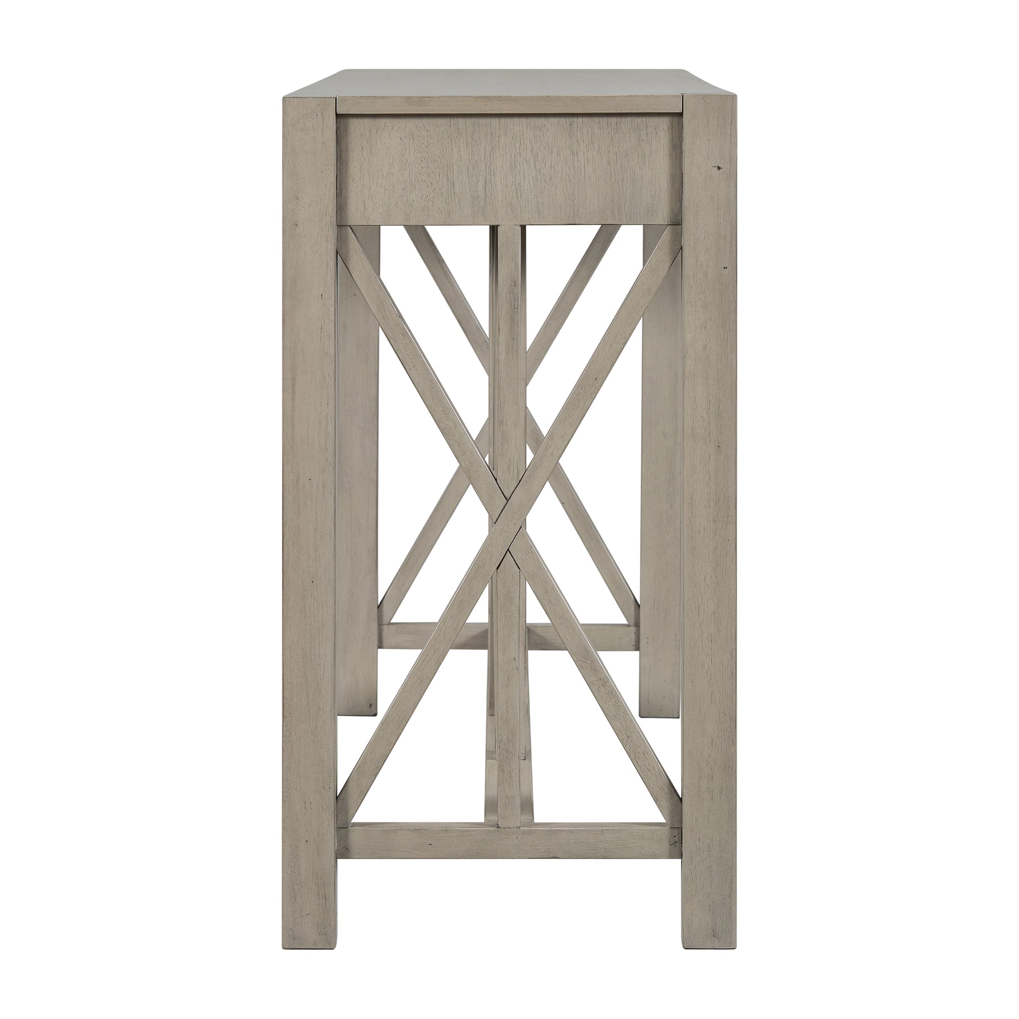 U_Style 60''Acacia Veneer Console Table with 4 Spacious Drawers, Modern Crisscross Design Entryway Table with Open Bottom Storage,Farmhouse Sofa Table for Living Room,Kitchen,Dining Room,Hallway