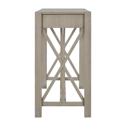 U_Style 60''Acacia Veneer Console Table with 4 Spacious Drawers, Modern Crisscross Design Entryway Table with Open Bottom Storage,Farmhouse Sofa Table for Living Room,Kitchen,Dining Room,Hallway