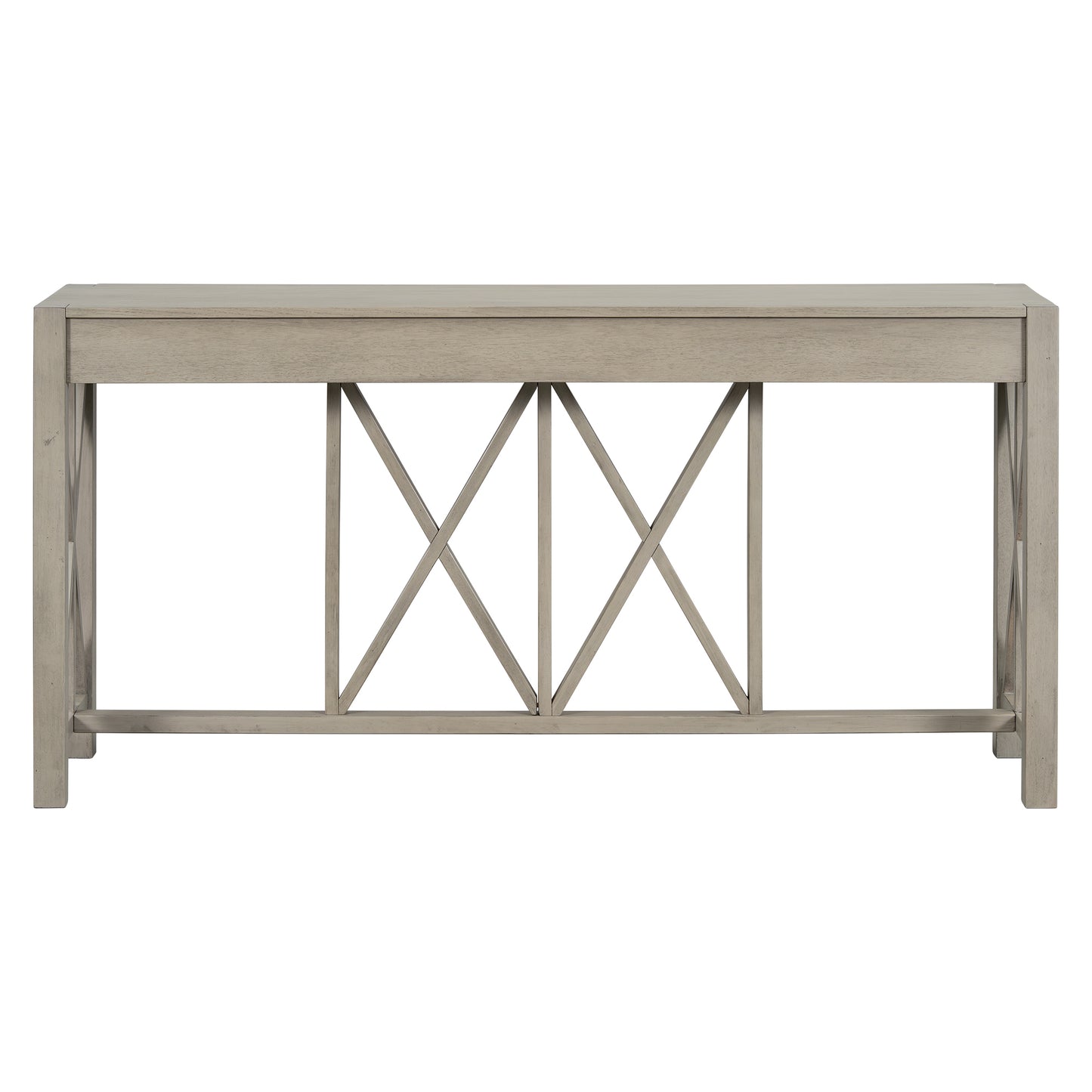 U_Style 60''Acacia Veneer Console Table with 4 Spacious Drawers, Modern Crisscross Design Entryway Table with Open Bottom Storage,Farmhouse Sofa Table for Living Room,Kitchen,Dining Room,Hallway