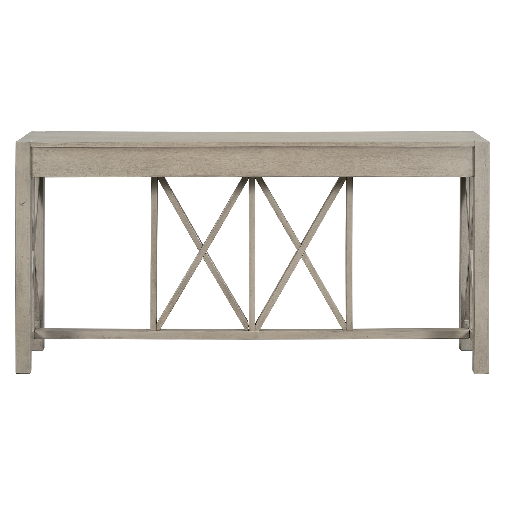 U_Style 60''Acacia Veneer Console Table with 4 Spacious Drawers, Modern Crisscross Design Entryway Table with Open Bottom Storage,Farmhouse Sofa Table for Living Room,Kitchen,Dining Room,Hallway