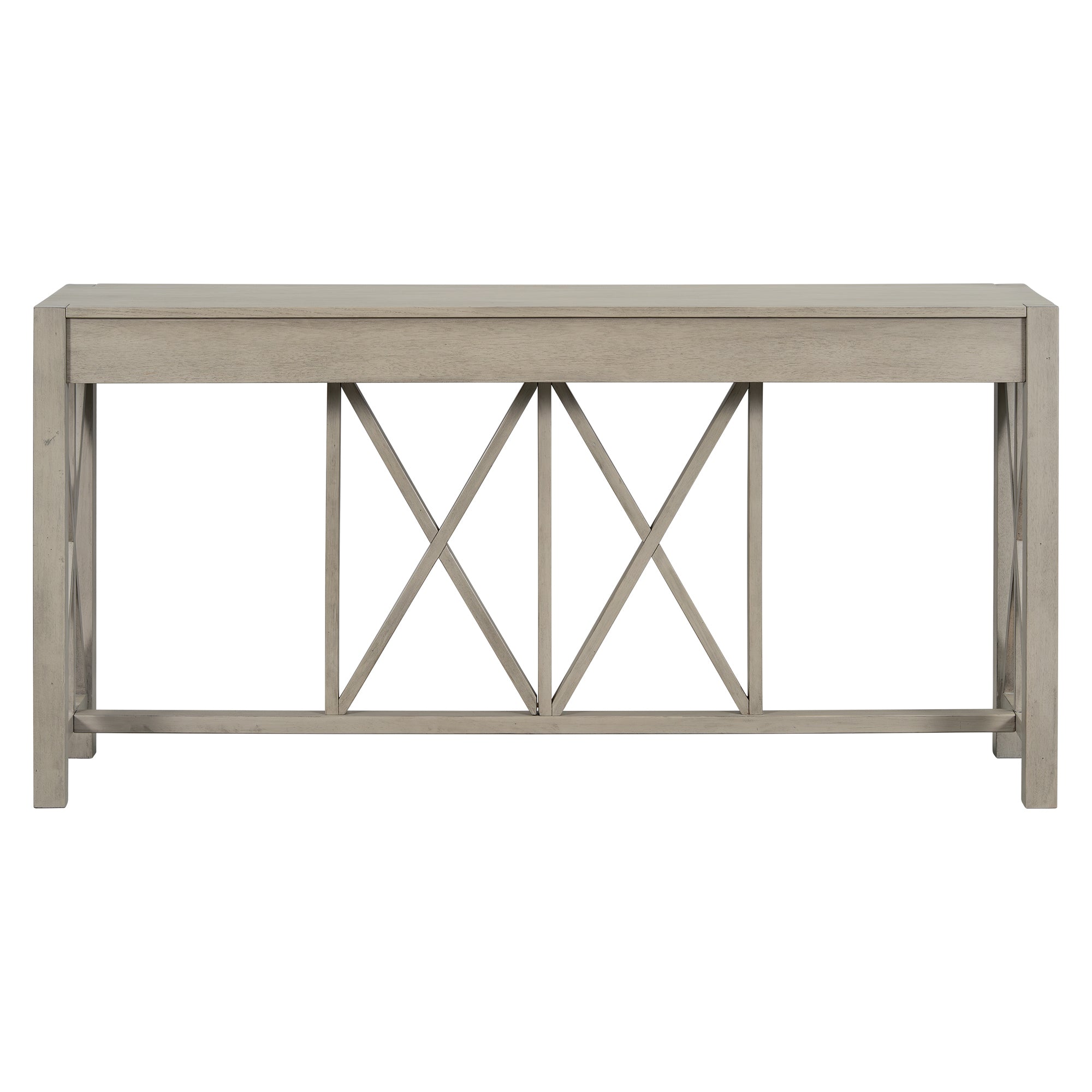 U_Style 60''Acacia Veneer Console Table with 4 Spacious Drawers, Modern Crisscross Design Entryway Table with Open Bottom Storage,Farmhouse Sofa Table for Living Room,Kitchen,Dining Room,Hallway