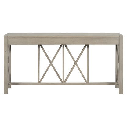 U_Style 60''Acacia Veneer Console Table with 4 Spacious Drawers, Modern Crisscross Design Entryway Table with Open Bottom Storage,Farmhouse Sofa Table for Living Room,Kitchen,Dining Room,Hallway