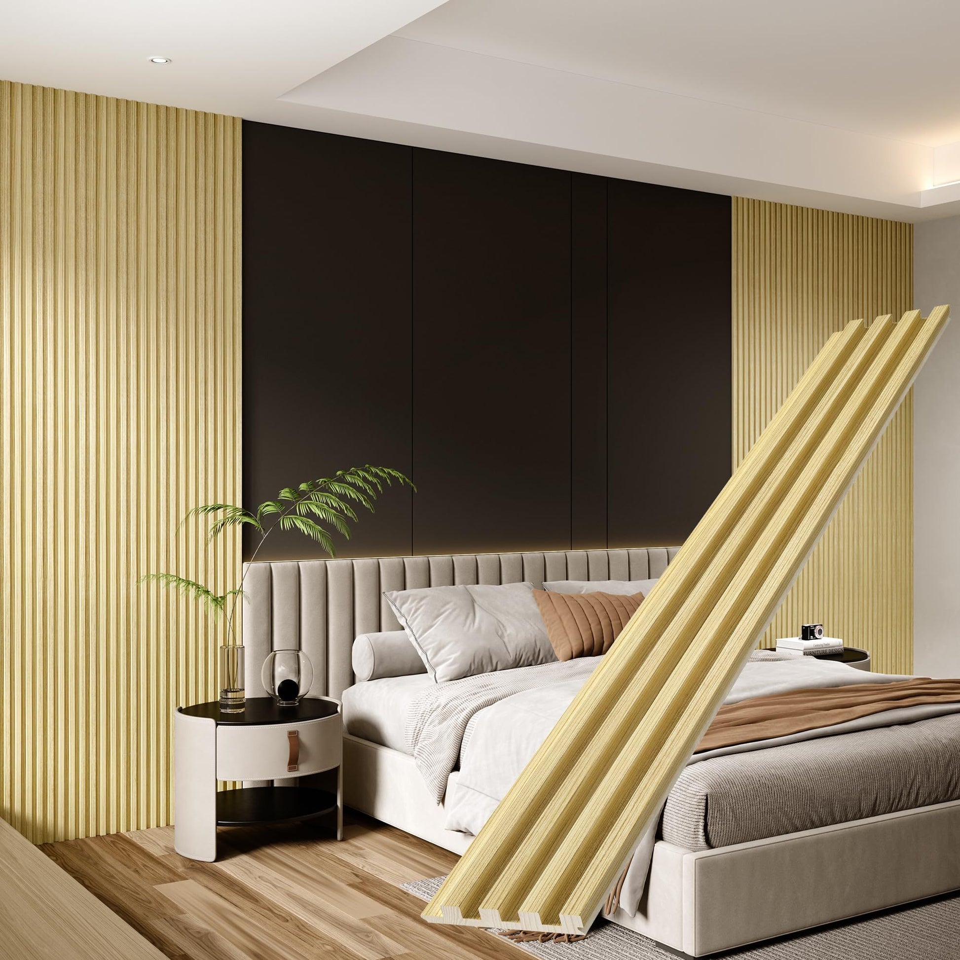 4 Packs 94.5' x 5.7' Solid Wood Panels for Wall,Acoustic Wood Slat Wall Panels for Interior Wall Decor,TV Background,Living Room (Oak)