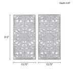 2 PCS Botanical Panel Distressed Carved Wood Wall Decor Set Wall Decor