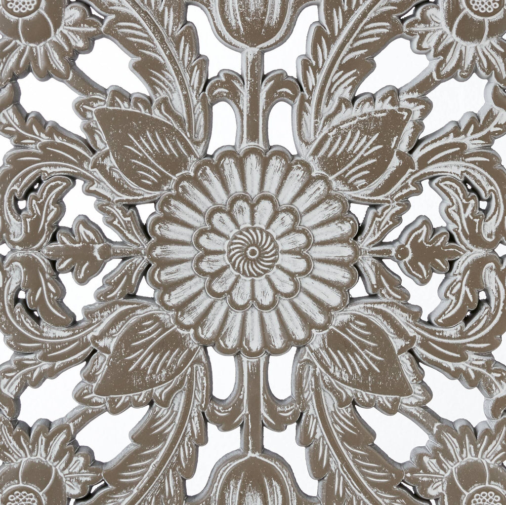 2 PCS Botanical Panel Distressed Carved Wood Wall Decor Set Wall Decor