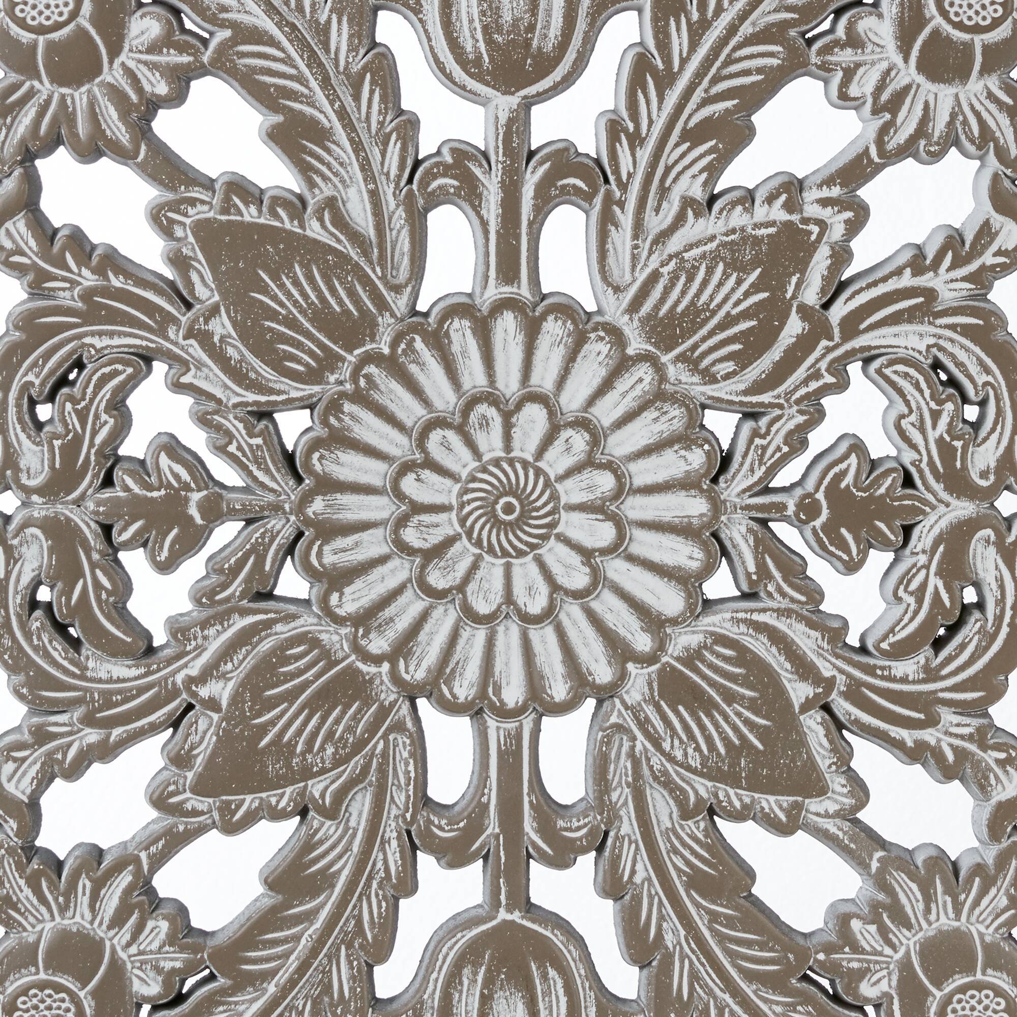 2 PCS Botanical Panel Distressed Carved Wood Wall Decor Set Wall Decor