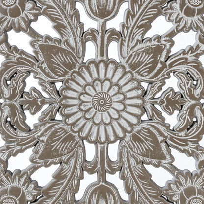 2 PCS Botanical Panel Distressed Carved Wood Wall Decor Set Wall Decor