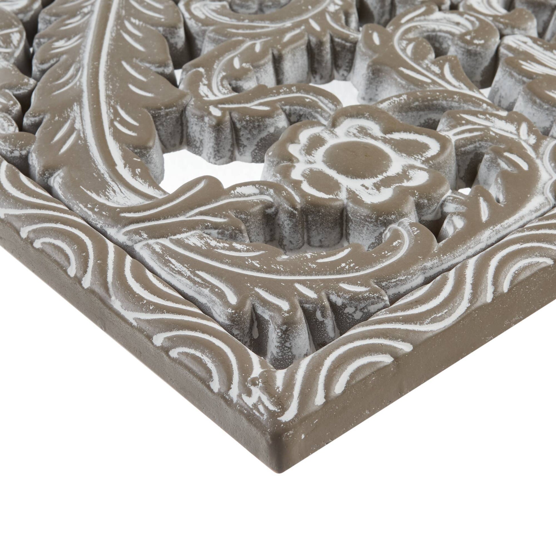 2 PCS Botanical Panel Distressed Carved Wood Wall Decor Set Wall Decor