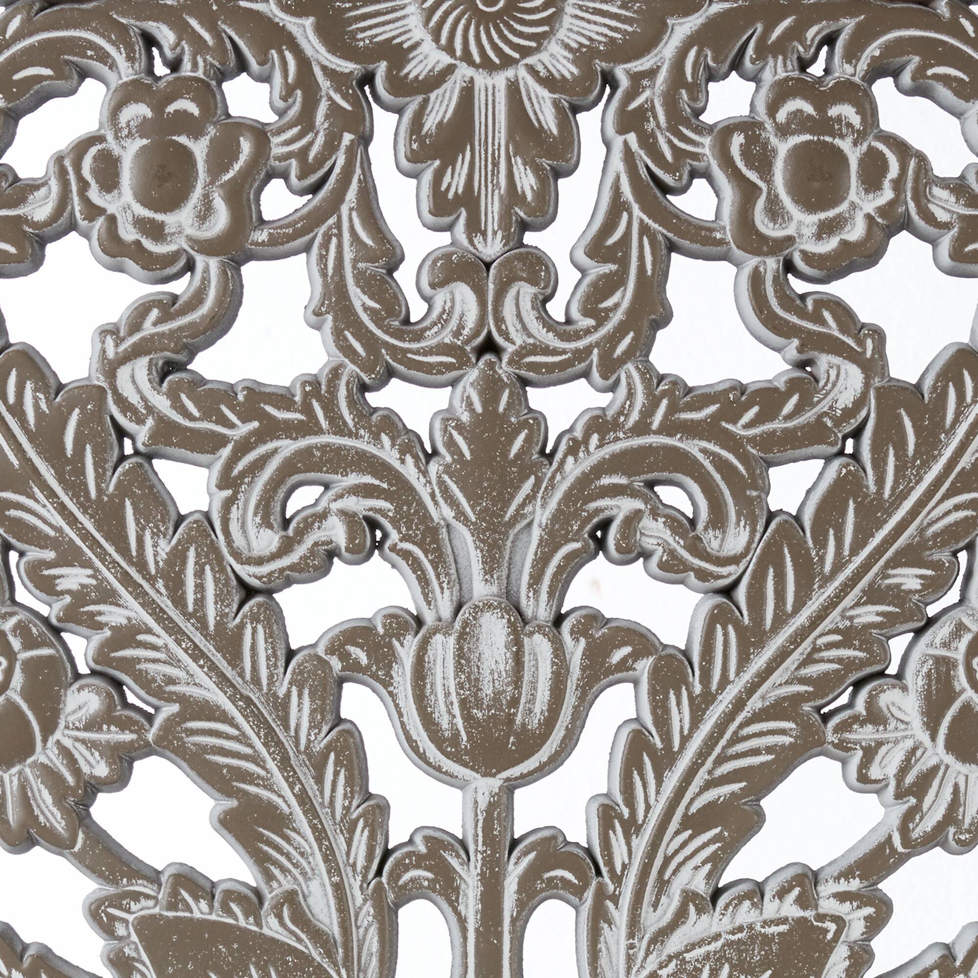 2 PCS Botanical Panel Distressed Carved Wood Wall Decor Set Wall Decor