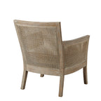 Cane Armchair with Natural Wood Finish and High-Density Foam in Cream Polyester Accent Chair