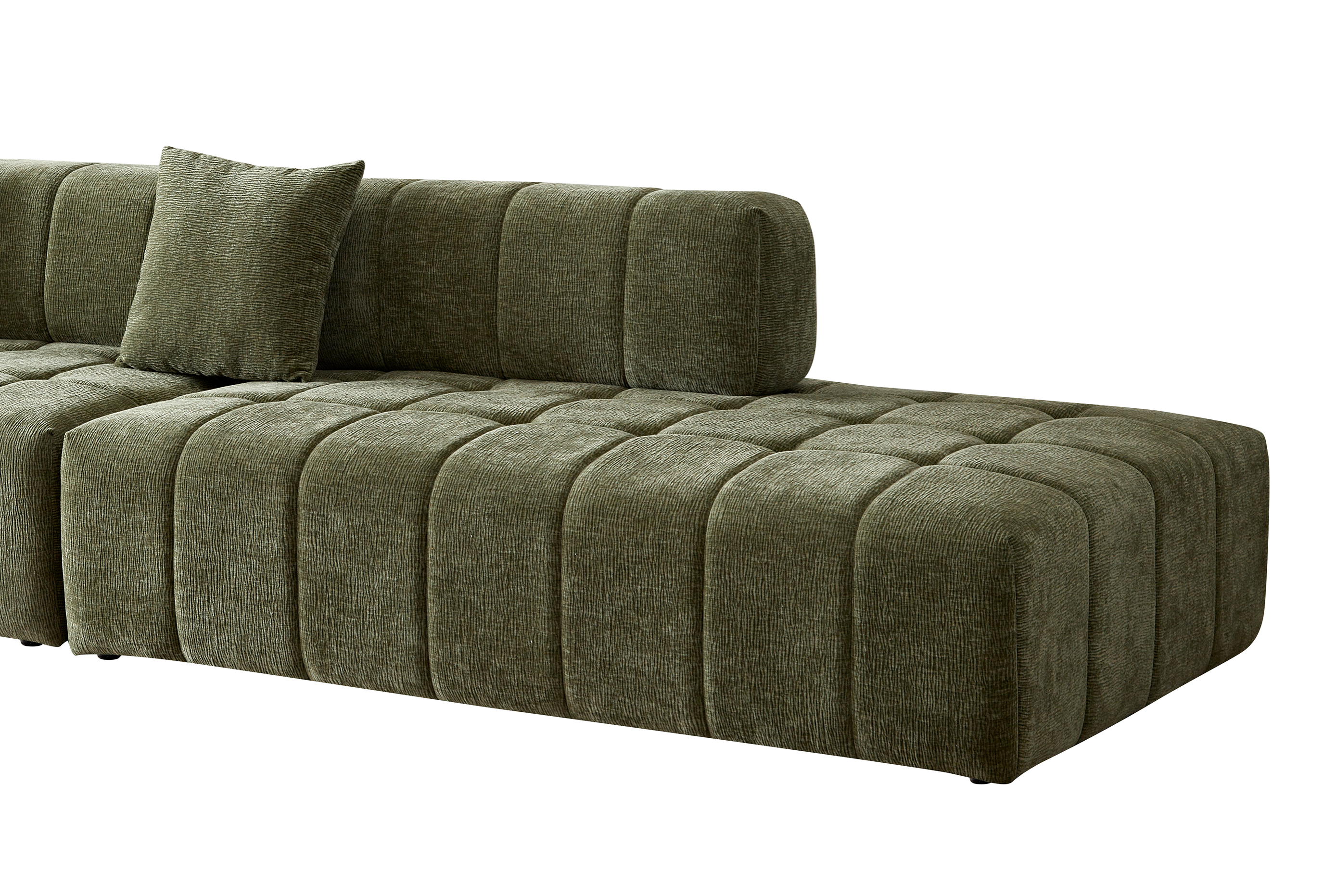 WKS3 Piano key combination sofa, 2 single seats plus 1 luxury cloth sofa, Green Sectional Sofa