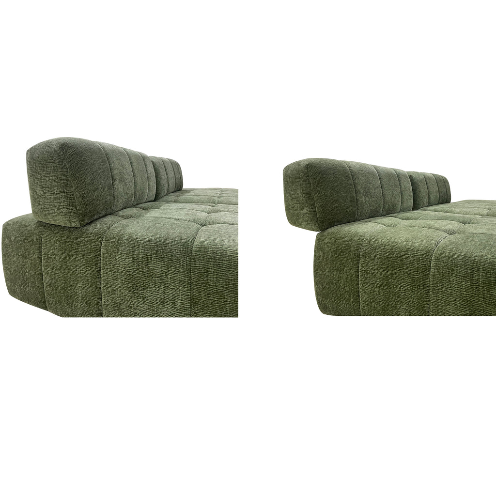 WKS3 Piano key combination sofa, 2 single seats plus 1 luxury cloth sofa, Green Sectional Sofa