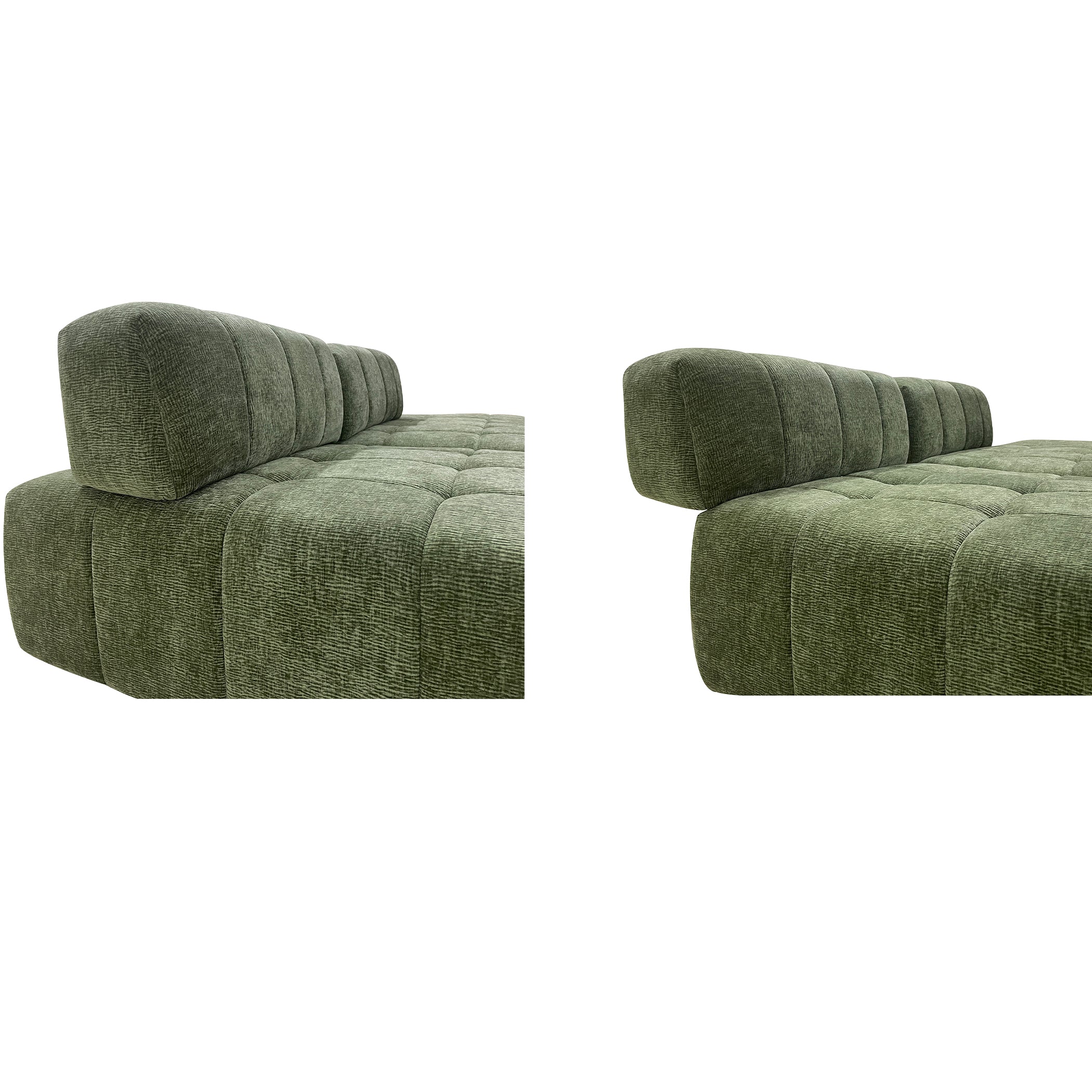 WKS3 Piano key combination sofa, 2 single seats plus 1 luxury cloth sofa, Green Sectional Sofa