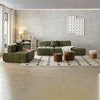 WKS3 Piano key combination sofa, 2 single seats plus 1 luxury cloth sofa, Green Sectional Sofa