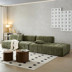 WKS3 Piano key combination sofa, 2 single seats plus 1 luxury cloth sofa, Green Sectional Sofa