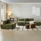 WKS3 Piano key combination sofa, 2 single seats plus 1 luxury cloth sofa, Green Sectional Sofa
