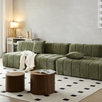 WKS3 Piano key combination sofa, 2 single seats plus 1 luxury cloth sofa, Green Sectional Sofa