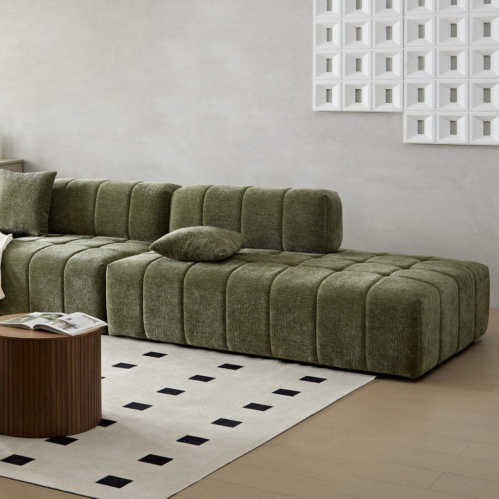 WKS3 Piano key combination sofa, 2 single seats plus 1 luxury cloth sofa, Green Sectional Sofa