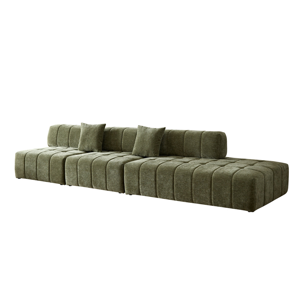 WKS3 Piano key combination sofa, 2 single seats plus 1 luxury cloth sofa, Green Sectional Sofa