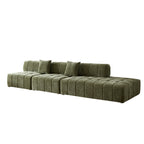 WKS3 Piano key combination sofa, 2 single seats plus 1 luxury cloth sofa, Green Sectional Sofa