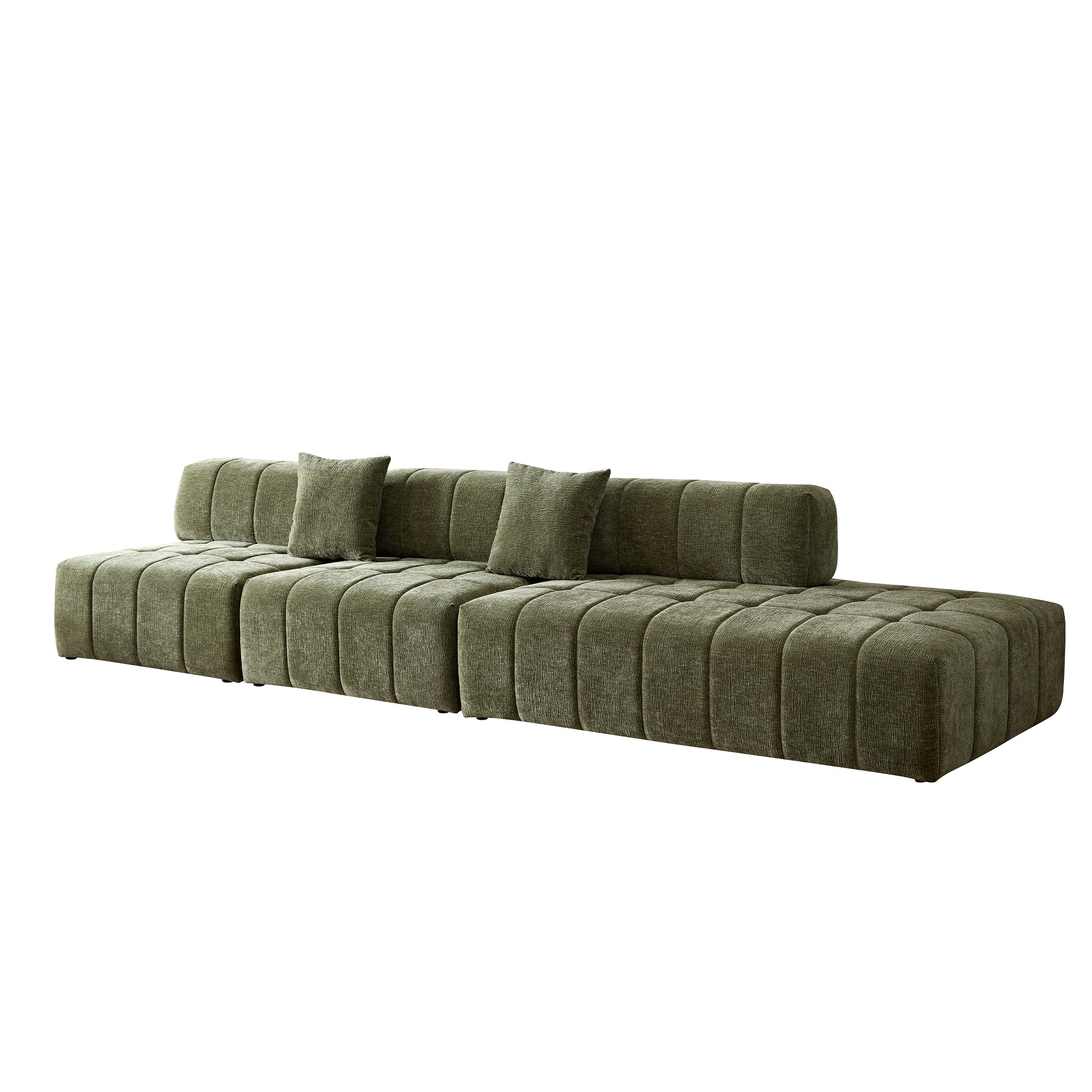 WKS3 Piano key combination sofa, 2 single seats plus 1 luxury cloth sofa, Green Sectional Sofa