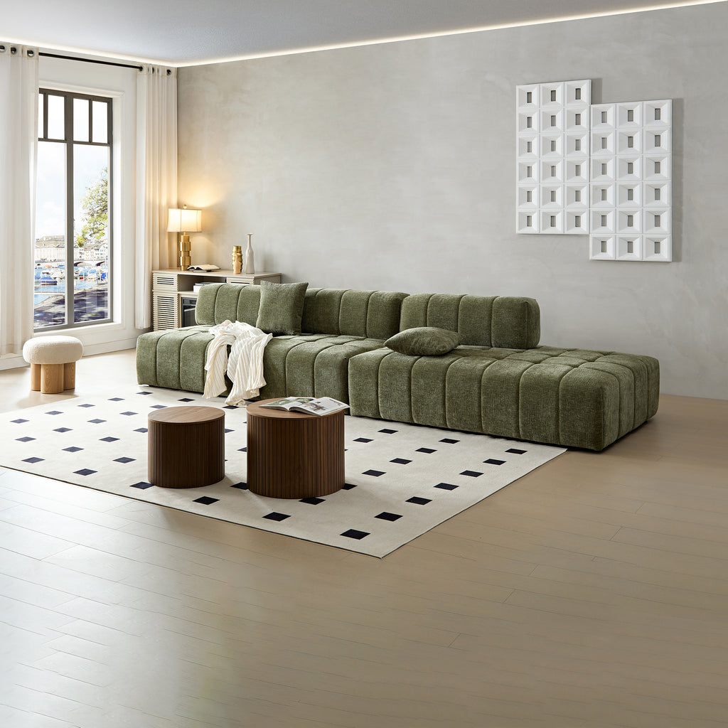 WKS3 Piano key combination sofa, 2 single seats plus 1 luxury cloth sofa, Green Sectional Sofa