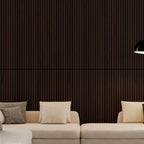 Wood Panels for Wall Slat Wall Panels, 4PC Wood Slat Acoustic Panels for Wall and Ceiling - 3D Fluted Sound Absorbing Panel with Three Sides Fully Wrapped on Wood Finish -45.27''X23.62''(Dark walnut)