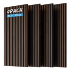 Wood Panels for Wall Slat Wall Panels, 4PC Wood Slat Acoustic Panels for Wall and Ceiling - 3D Fluted Sound Absorbing Panel with Three Sides Fully Wrapped on Wood Finish -45.27''X23.62''(Dark walnut)