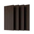Wood Panels for Wall Slat Wall Panels, 4PC Wood Slat Acoustic Panels for Wall and Ceiling - 3D Fluted Sound Absorbing Panel with Three Sides Fully Wrapped on Wood Finish -45.27''X23.62''(Dark walnut)