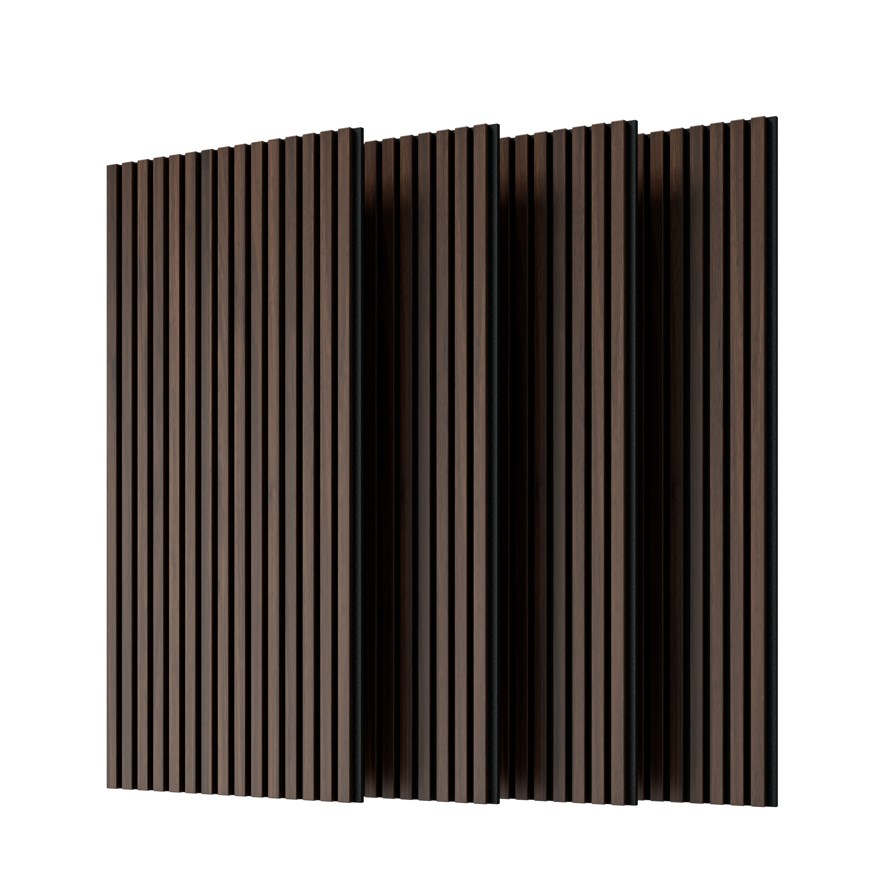 Wood Panels for Wall Slat Wall Panels, 4PC Wood Slat Acoustic Panels for Wall and Ceiling - 3D Fluted Sound Absorbing Panel with Three Sides Fully Wrapped on Wood Finish -45.27''X23.62''(Dark walnut)