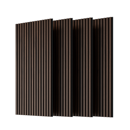 Wood Panels for Wall Slat Wall Panels, 4PC Wood Slat Acoustic Panels for Wall and Ceiling - 3D Fluted Sound Absorbing Panel with Three Sides Fully Wrapped on Wood Finish -45.27''X23.62''(Dark walnut)