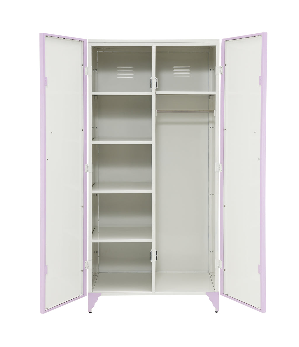 Priya II White & Light Leather Purple Finish Wardrobe