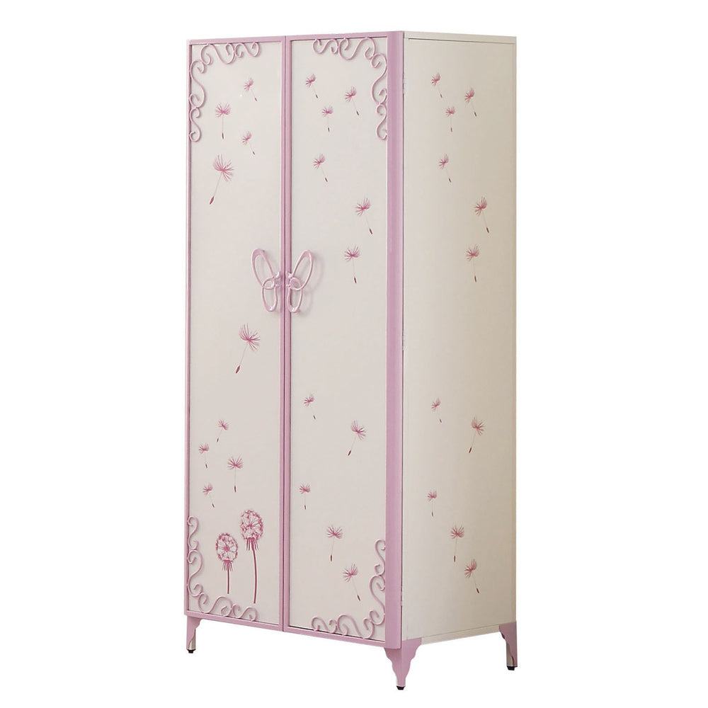 Priya II White & Light Leather Purple Finish Wardrobe