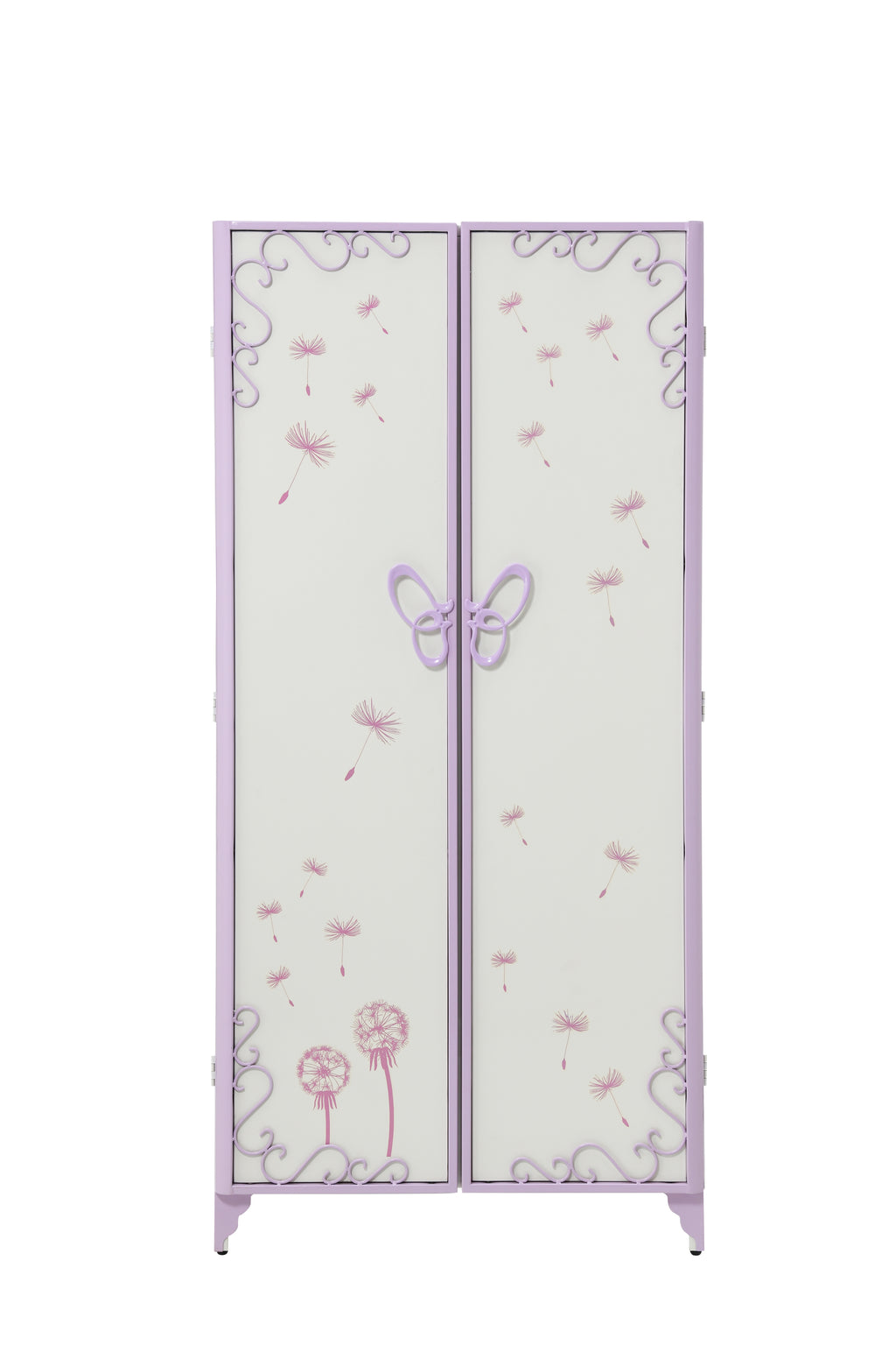 Priya II White & Light Leather Purple Finish Wardrobe