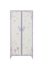 Priya II White & Light Leather Purple Finish Wardrobe
