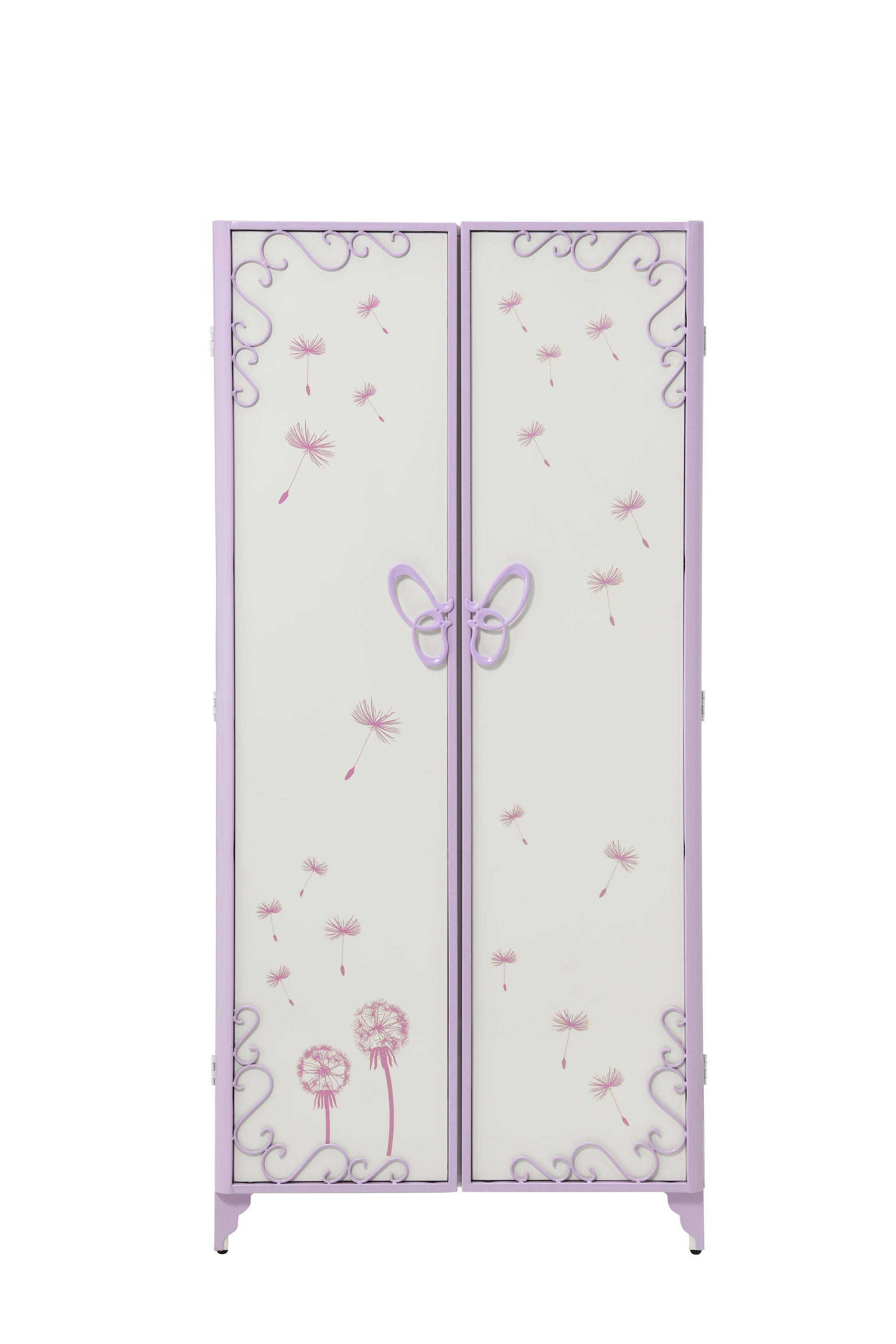 Priya II White & Light Leather Purple Finish Wardrobe
