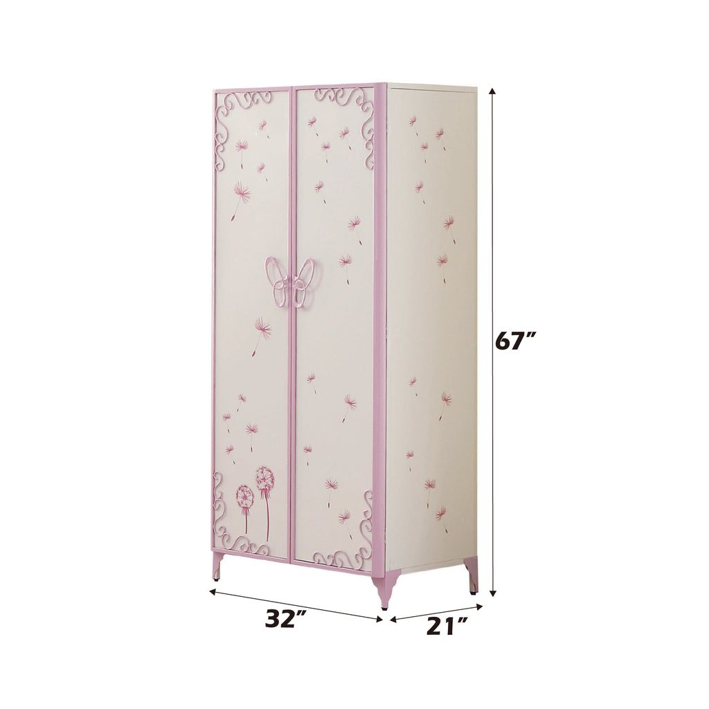 Priya II White & Light Leather Purple Finish Wardrobe