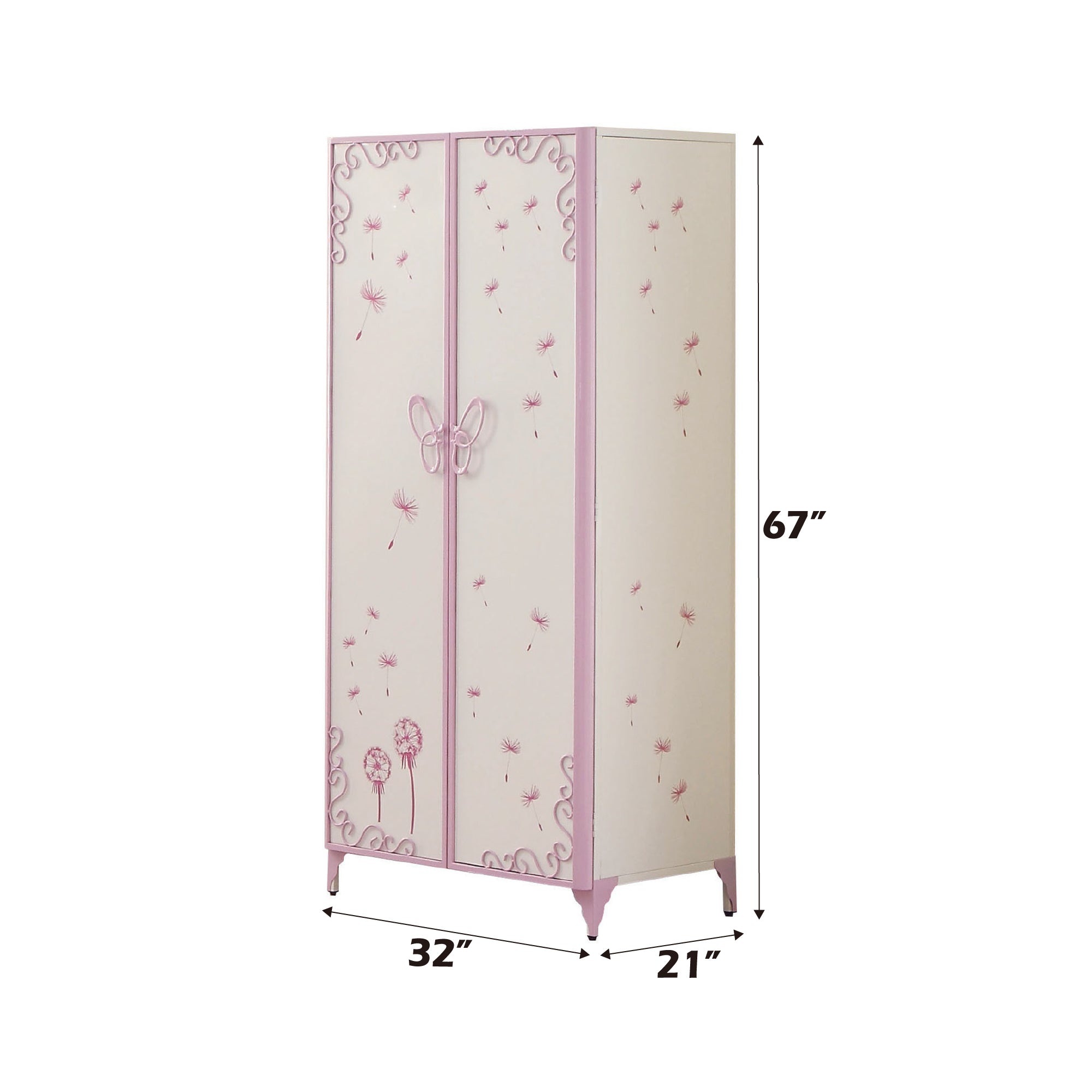 Priya II White & Light Leather Purple Finish Wardrobe
