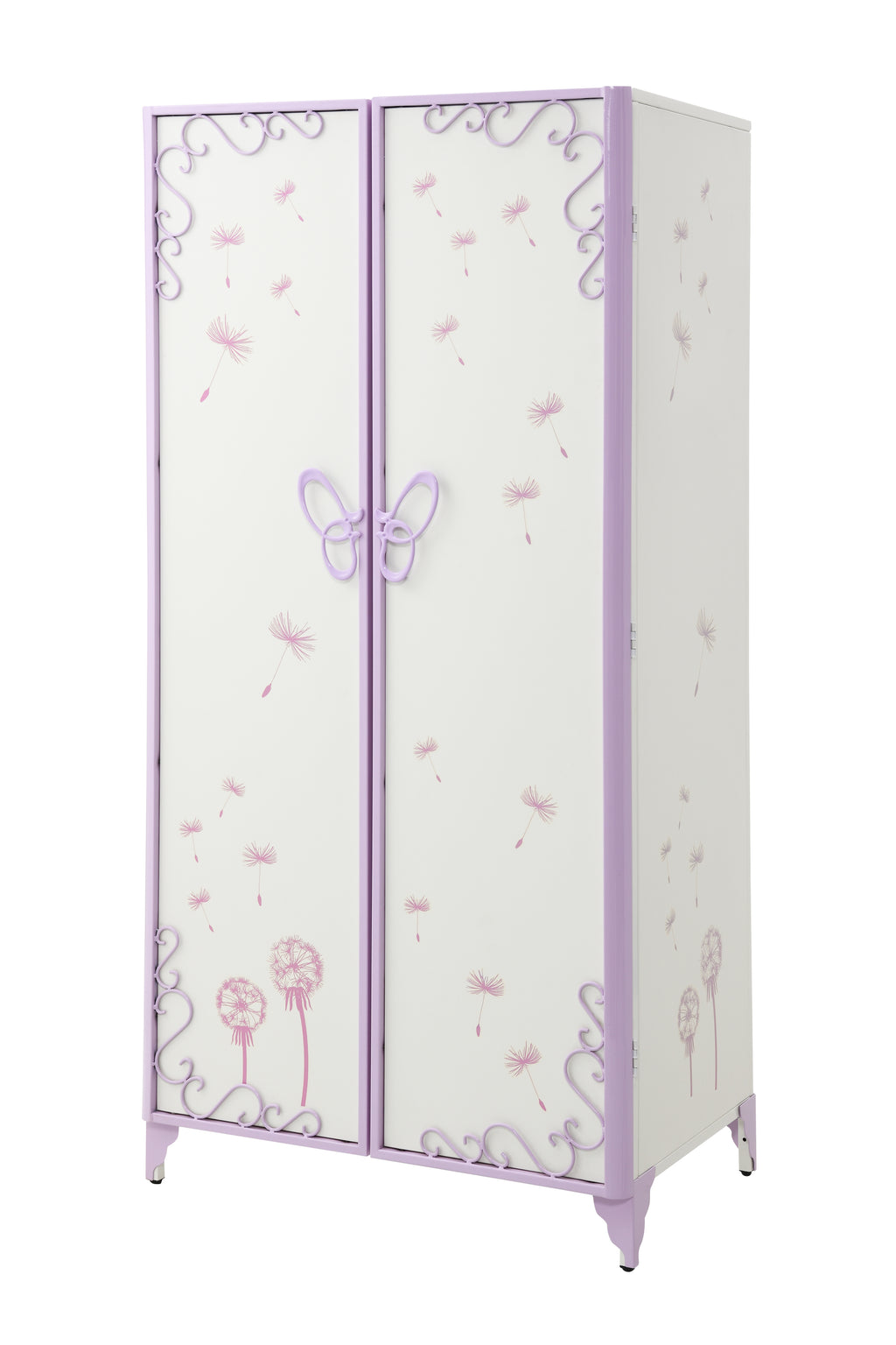 Priya II White & Light Leather Purple Finish Wardrobe
