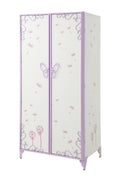Priya II White & Light Leather Purple Finish Wardrobe