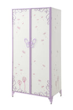 Priya II White & Light Leather Purple Finish Wardrobe