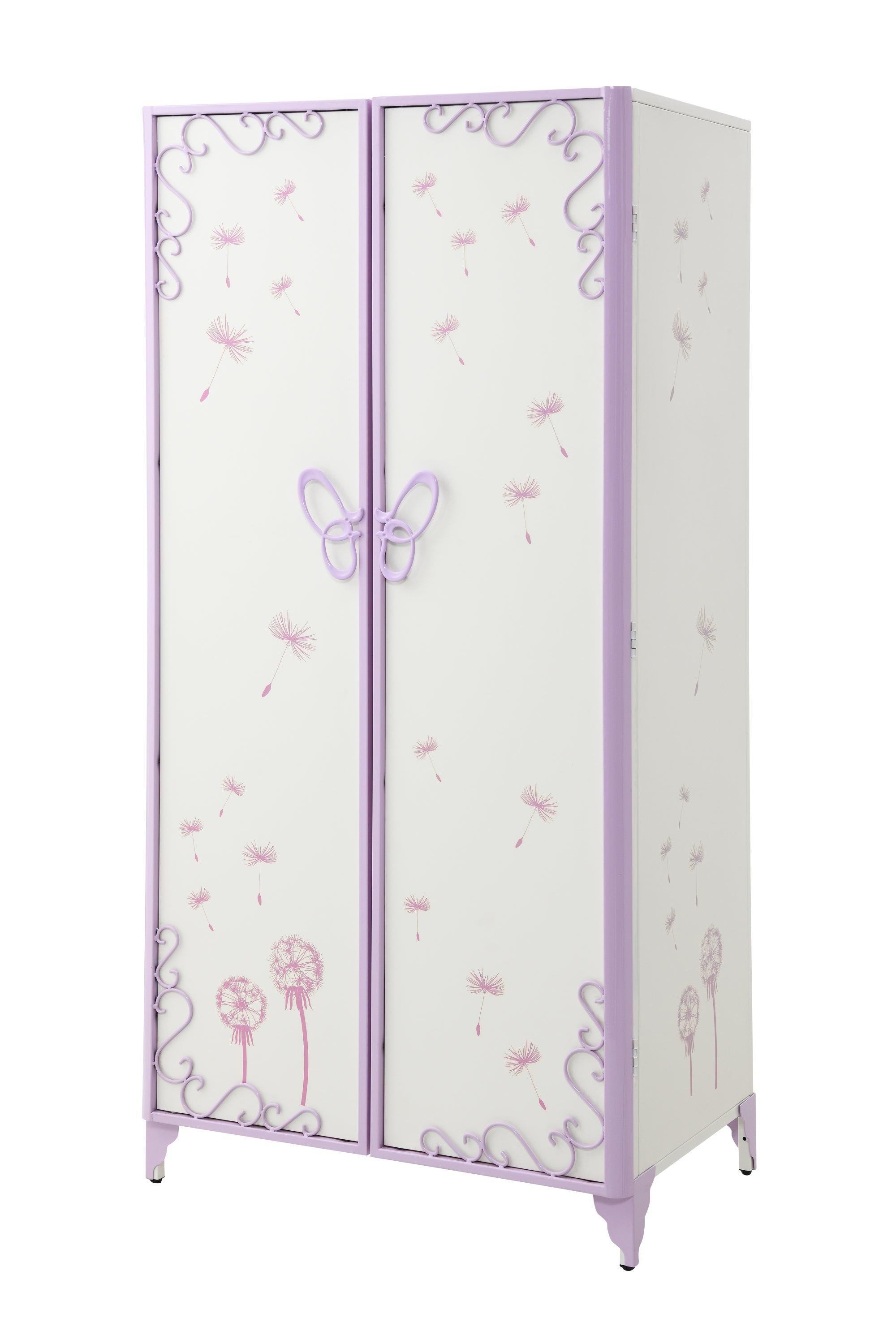 Priya II White & Light Leather Purple Finish Wardrobe