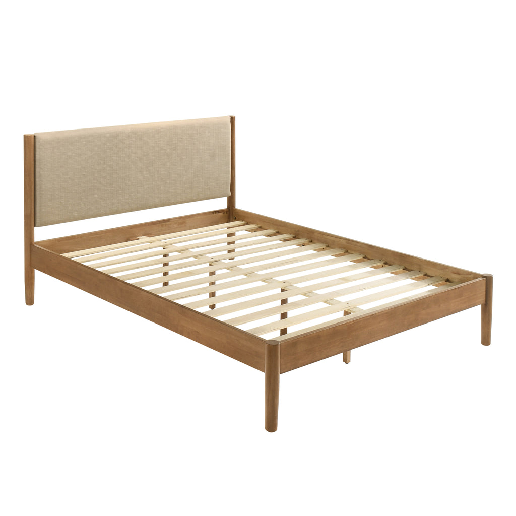 Vichy Rubberwood Platform Bed in Light Walnut, Queen
