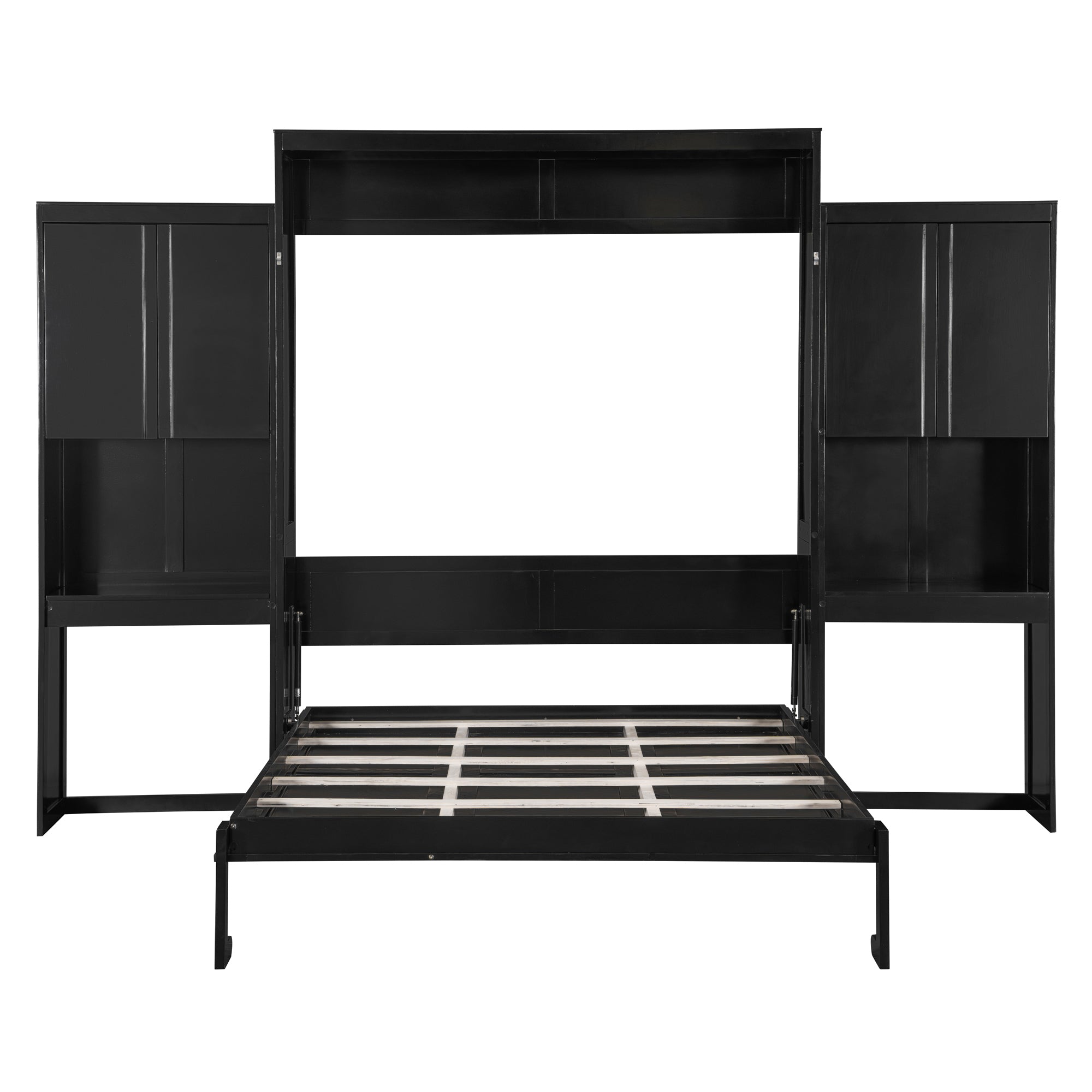 Queen Size Murphy Bed with Desk, Vanity and Cabinets, Espresso(OLD SKU: N820S00057P) Bed Frame